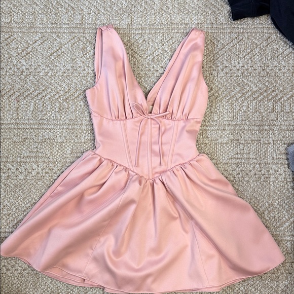 House of CB Blush Pink Satin Mini Dress. Size S - Picture 3 of 4